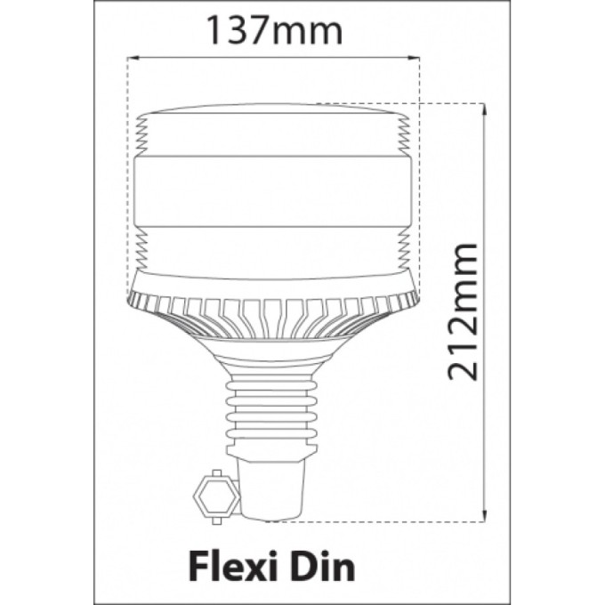 Girofar LED Galben cu lentile exterioare Fresnel si prindere Din Pole cu amortizor de vibratii